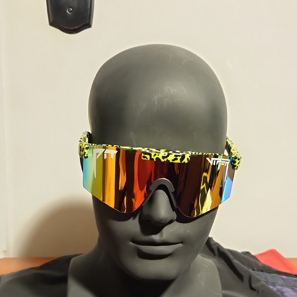 PIT VIPER Fluorescent Yellow Leopard Print.NWOT.fully Adjustable To Fit Any Face